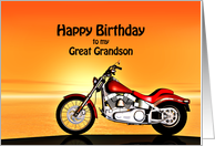 Great Grandson, Birthday with a Motorbike in the Sunset card
