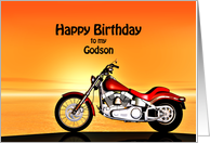 Godson, Birthday with a Motorbike in the Sunset card