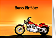 Birthday with a Motorbike in the Sunset card