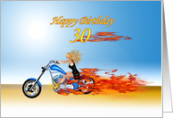 30th Birthday Blond Burning up the Road card