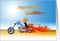 45th Birthday Blond Burning up the Road card