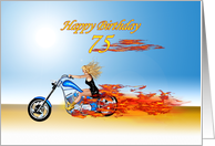 75th Birthday Blond Burning up the Road card