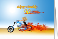 90th Birthday Blond Burning up the Road card