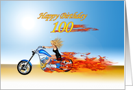 100th Birthday Blond Burning up the Road card