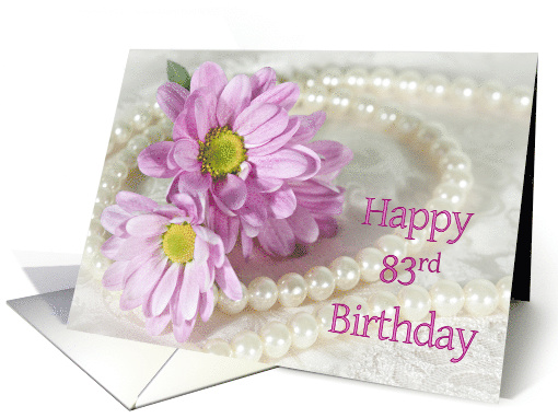 84th Birthday card, Flowers and Pearls card (905139)