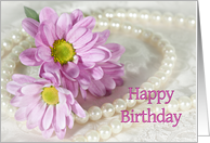 Birthday with Flowers and Pearls card
