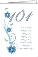 101st Birthday with Flowers and Butterflies card