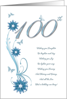 100th Birthday with Flowers and Butterflies card