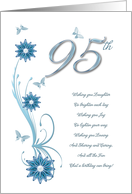 95th Birthday with Flowers and Butterflies card