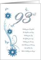 93rd Birthday with Flowers and Butterflies card