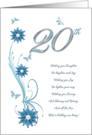 20th Birthday with Flowers and Butterflies card