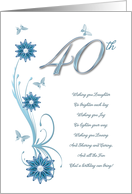 40th Birthday with Flowers and Butterflies card