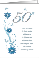 50th Birthday with Flowers and Butterflies card