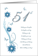 51st Birthday with Flowers and Butterflies card