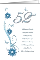 52nd Birthday with Flowers and Butterflies card
