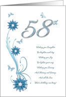 58th Birthday with Flowers and Butterflies card