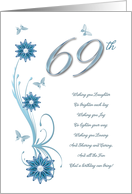 69th Birthday with Flowers and Butterflies card