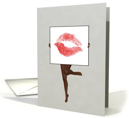 Big birthday kiss with girl and legs card (909670)