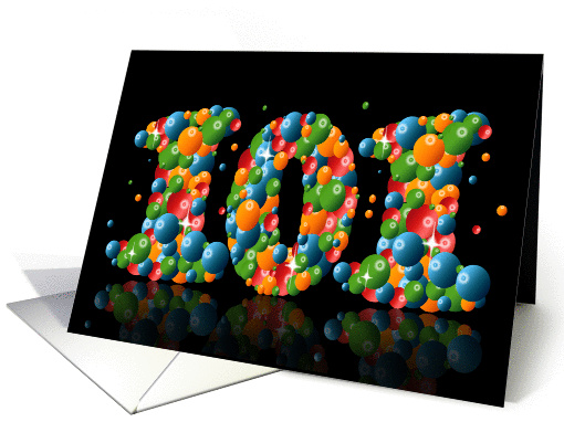 101st birthday with numbers formed from balls card (911947)