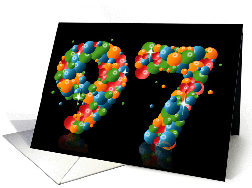 97th birthday with numbers formed from balls card (911954)