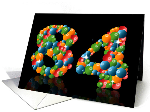 84th birthday with numbers formed from balls card (911967)