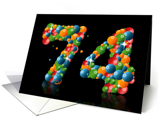 74th birthday with numbers formed from balls card (911980)