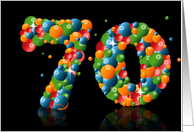 70th birthday with numbers formed from balls card