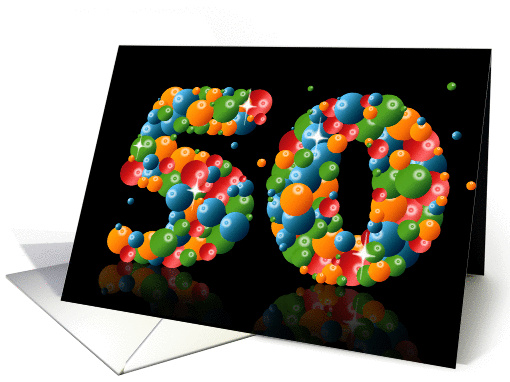 50th birthday with numbers formed from balls card (912005)