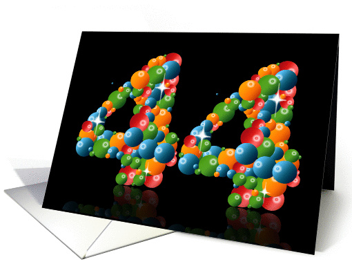 44th birthday with numbers formed from balls card (912011)