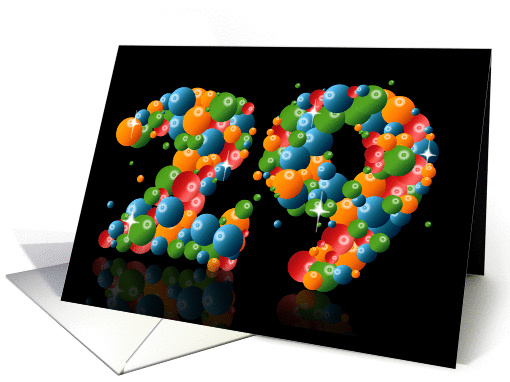 29th birthday with numbers formed from balls card (912029)