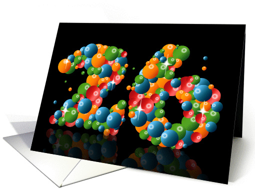 26th birthday with numbers formed from balls card (912034)