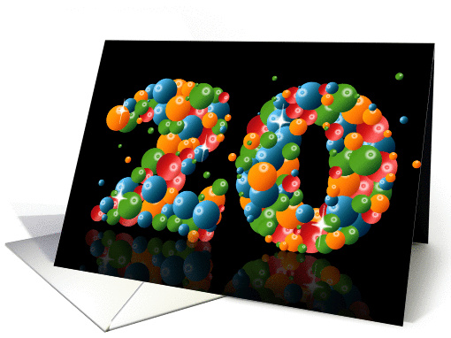 20th birthday with numbers formed from balls card (912046)