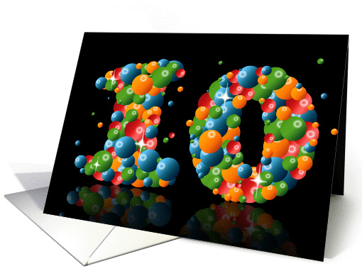 10th birthday with numbers formed from balls card (912047)