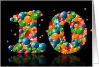 10th birthday with numbers formed from balls card