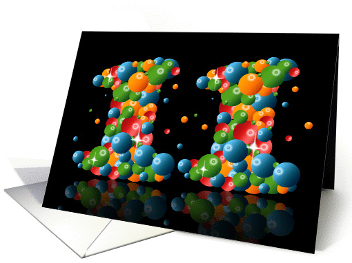 11th birthday with numbers formed from balls card (912048)
