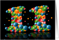 11th birthday with numbers formed from balls card