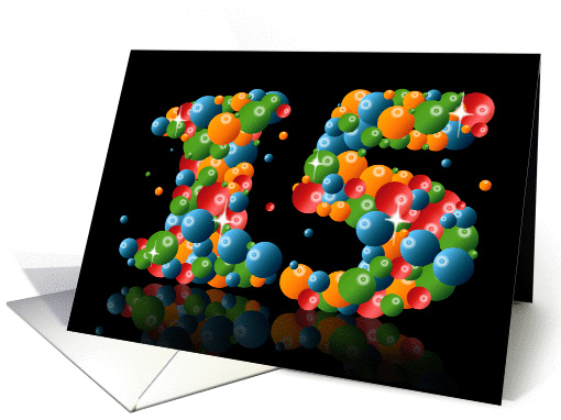 15th birthday party invitation with numbers formed from balls card
