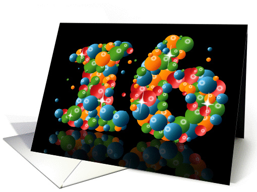 16th birthday party invitation with numbers formed from balls card