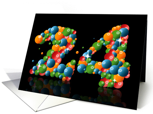 24th birthday party invitation with numbers formed from balls card