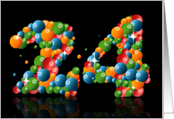 24th birthday party invitation with numbers formed from balls card