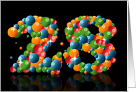 28th birthday party invitation with numbers formed from balls card