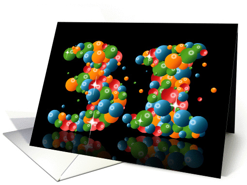 31st birthday party invitation with numbers formed from balls card