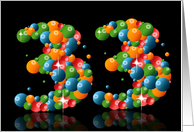 33rd birthday party invitation with numbers formed from balls card