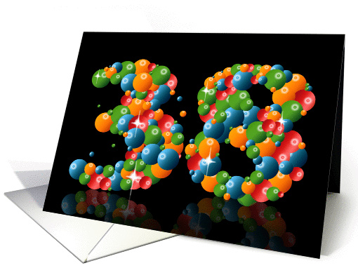 38th birthday party invitation with numbers formed from balls card