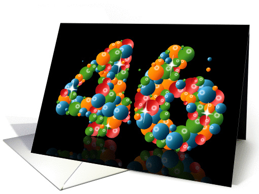 46th birthday party invitation with numbers formed from balls card