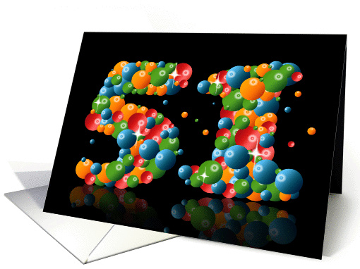 51st birthday party invitation with numbers formed from balls card