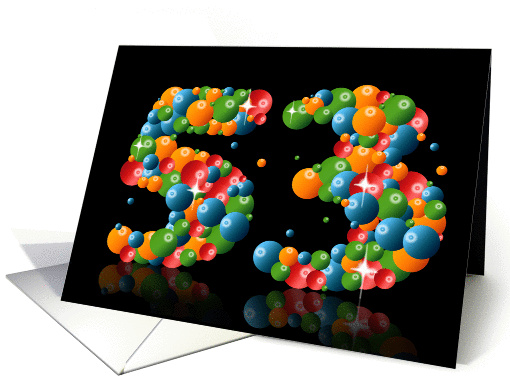 53rd birthday party invitation with numbers formed from balls card