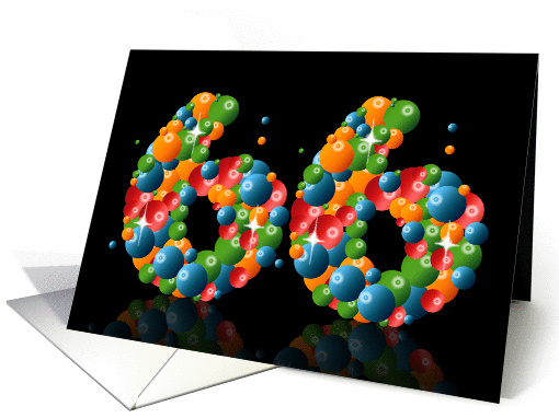 66th birthday party invitation with numbers formed from balls card