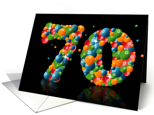 70th birthday party invitation with numbers formed from balls card
