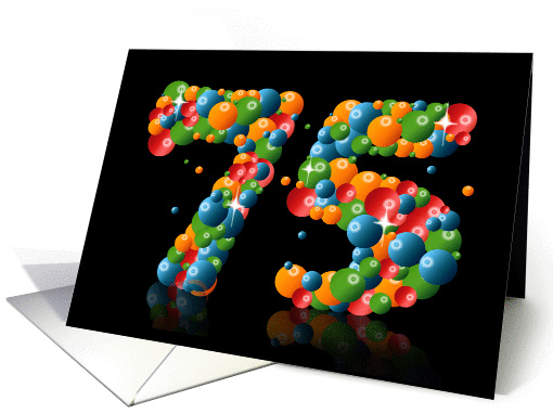 75th birthday party invitation with numbers formed from balls card